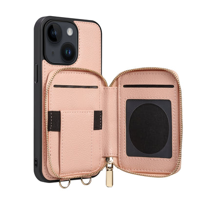 ELECTROPRIME For iPhone 15 Zipper Card Slot Phone Case(Pink)