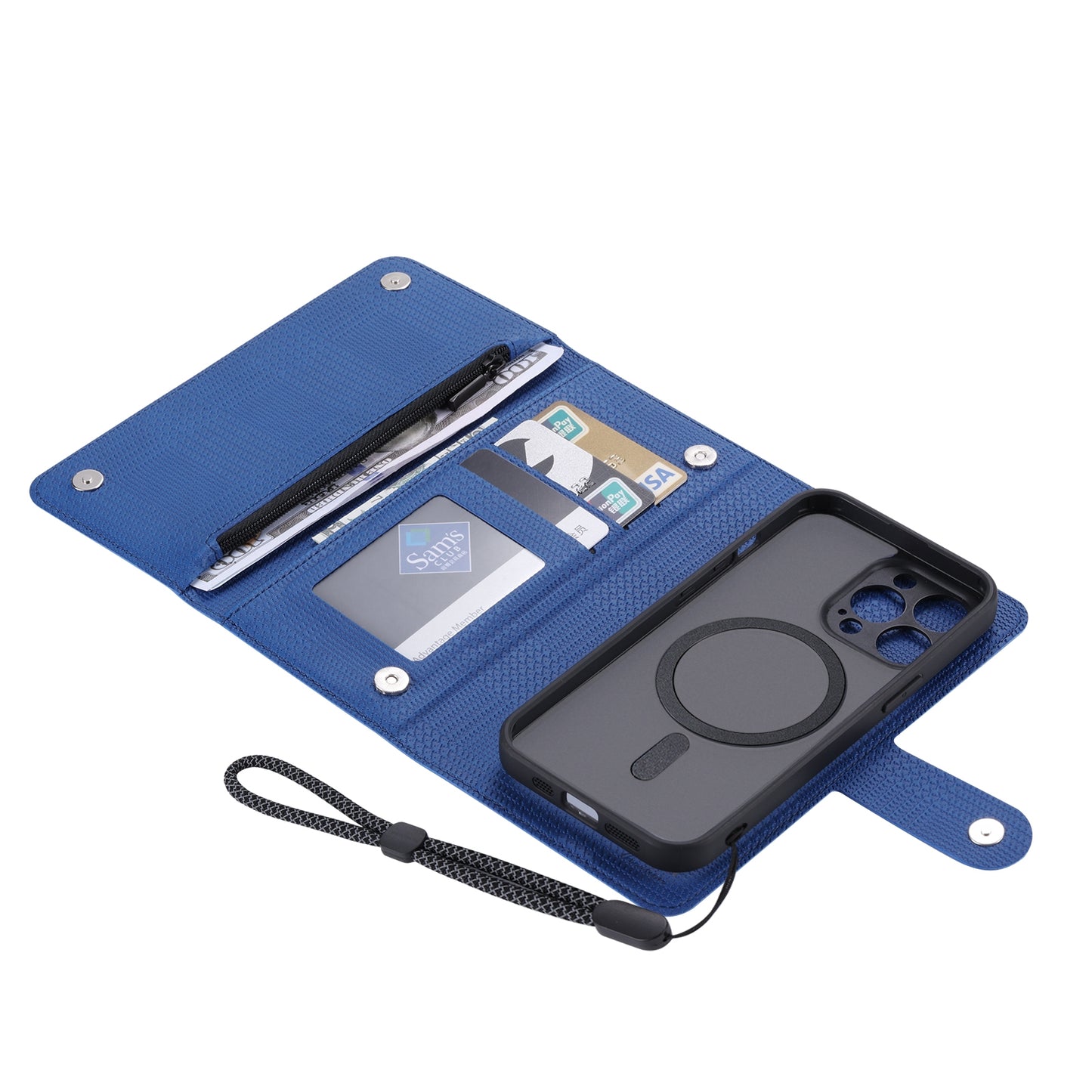 ELECTROPRIME For iPhone 15 ViLi GHB Series MagSafe Magnetic Zipper Leather Phone Case(Blue)