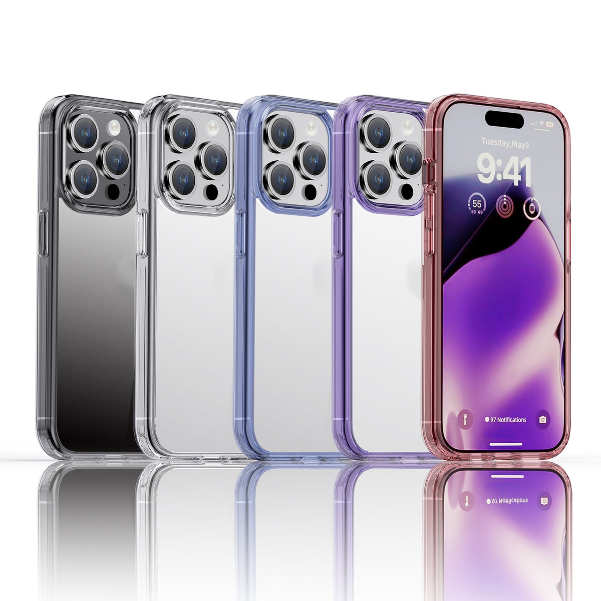ELECTROPRIME For iPhone 15 Plus iPAKY Hanguang Series Transparent TPU+PC Phone Case(Transparent Purple)