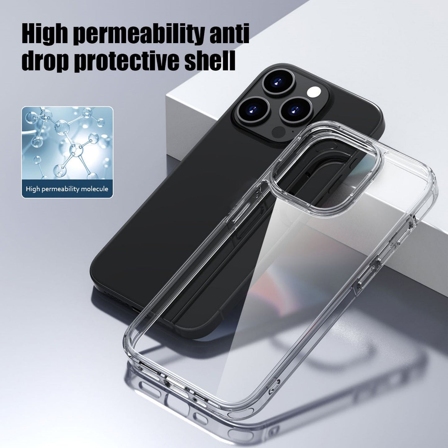 ELECTROPRIME For iPhone 15 iPAKY Aurora Series Shockproof PC + TPU Protective Phone Case(Transparent Black)