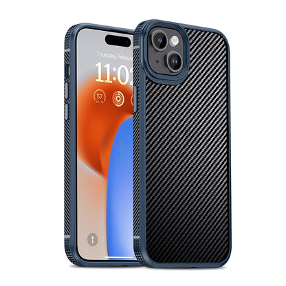 ELECTROPRIME For iPhone 15 Plus iPAKY MG Series Carbon Fiber PC + TPU Protective Phone Case(Blue)