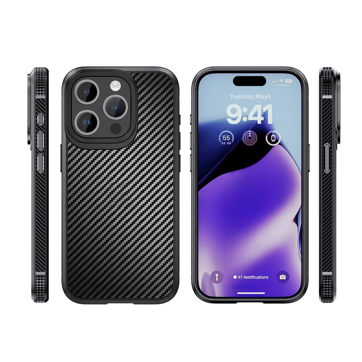 ELECTROPRIME For iPhone 15 Plus iPAKY MG Series Carbon Fiber PC + TPU Protective Phone Case(Blue)