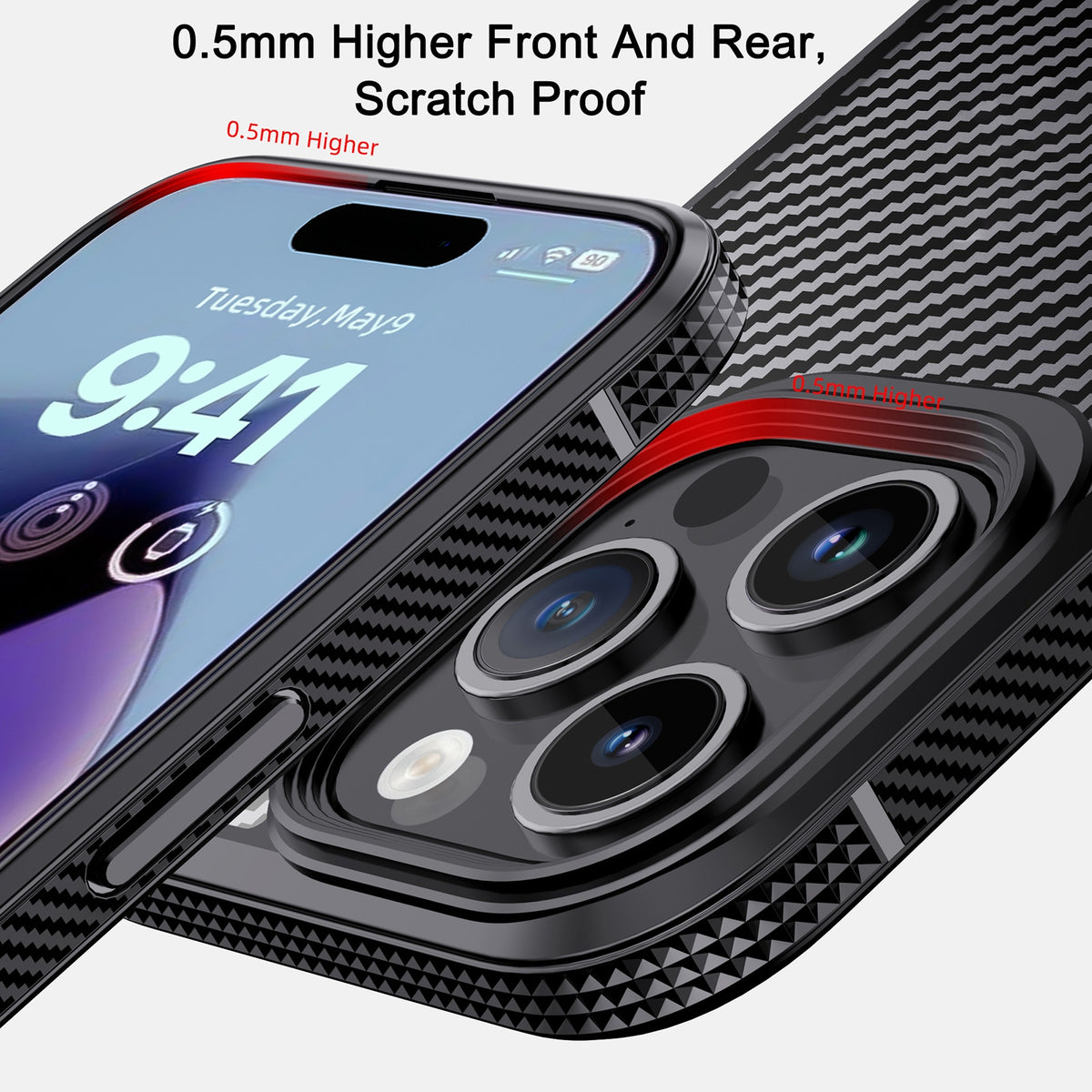 ELECTROPRIME For iPhone 15 Plus iPAKY MG Series Carbon Fiber PC + TPU Protective Phone Case(Blue)
