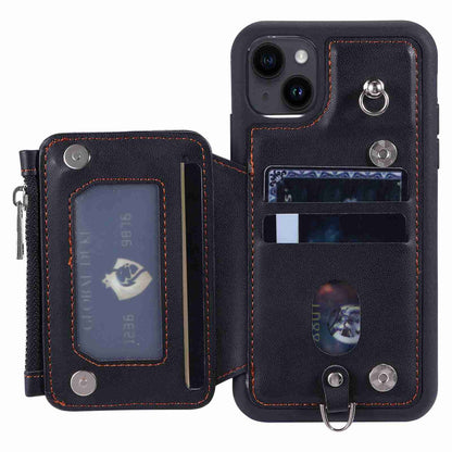 ELECTROPRIME For iPhone 15 Zipper Card Slots RFID Phone Case(Black)