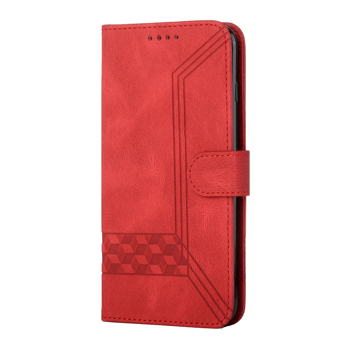ELECTROPRIME For iPhone 15 Plus Cubic Skin Feel Flip Leather Phone Case(Red)