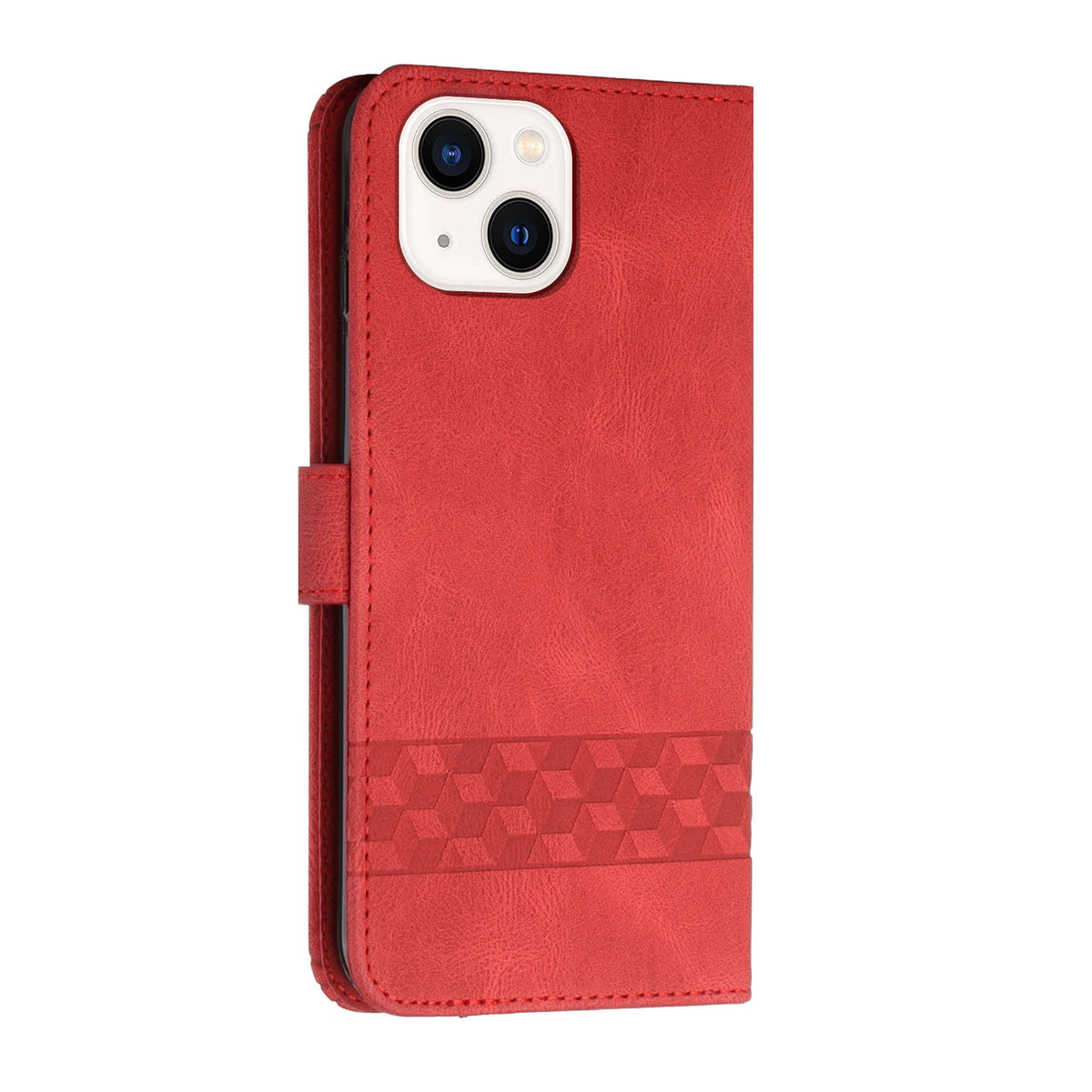 ELECTROPRIME For iPhone 15 Plus Cubic Skin Feel Flip Leather Phone Case(Red)