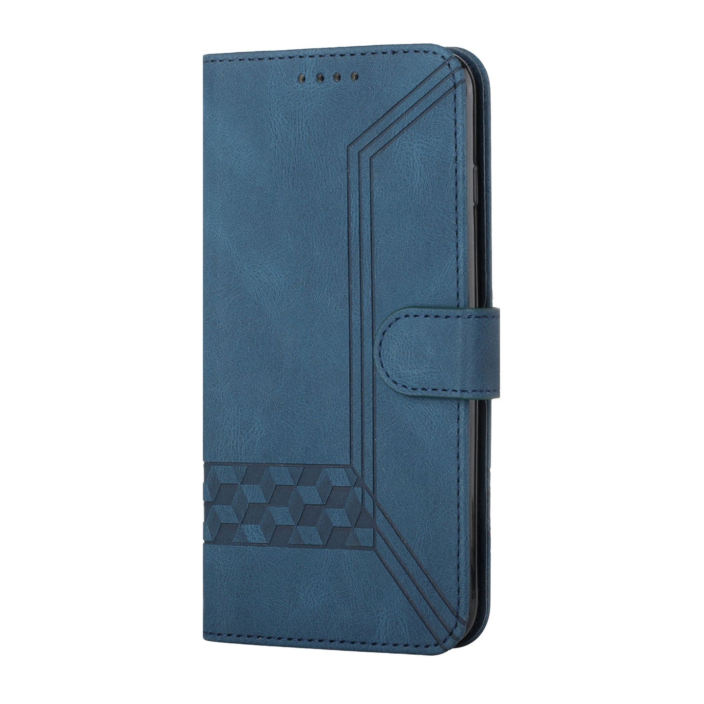 ELECTROPRIME For iPhone 15 Cubic Skin Feel Flip Leather Phone Case(Blue)