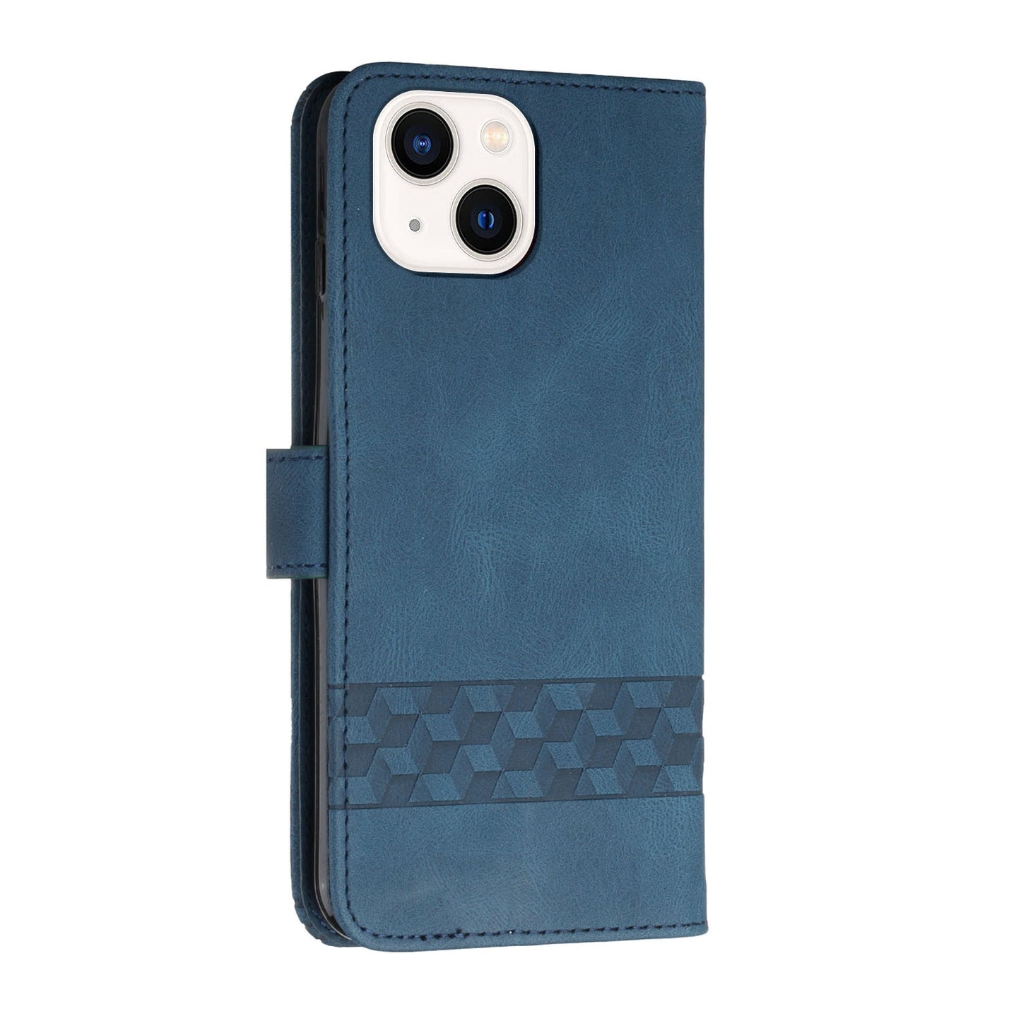 ELECTROPRIME For iPhone 15 Cubic Skin Feel Flip Leather Phone Case(Blue)