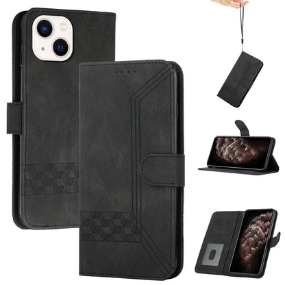 ELECTROPRIME For iPhone 15 Cubic Skin Feel Flip Leather Phone Case(Black)
