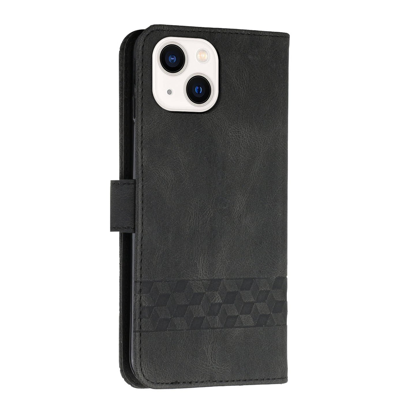 ELECTROPRIME For iPhone 15 Cubic Skin Feel Flip Leather Phone Case(Black)