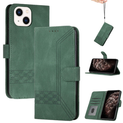 ELECTROPRIME For iPhone 15 Cubic Skin Feel Flip Leather Phone Case(Green)