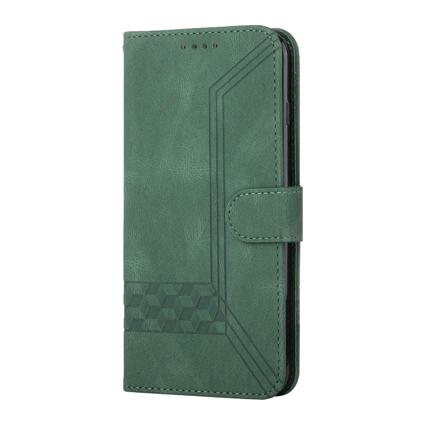 ELECTROPRIME For iPhone 15 Cubic Skin Feel Flip Leather Phone Case(Green)