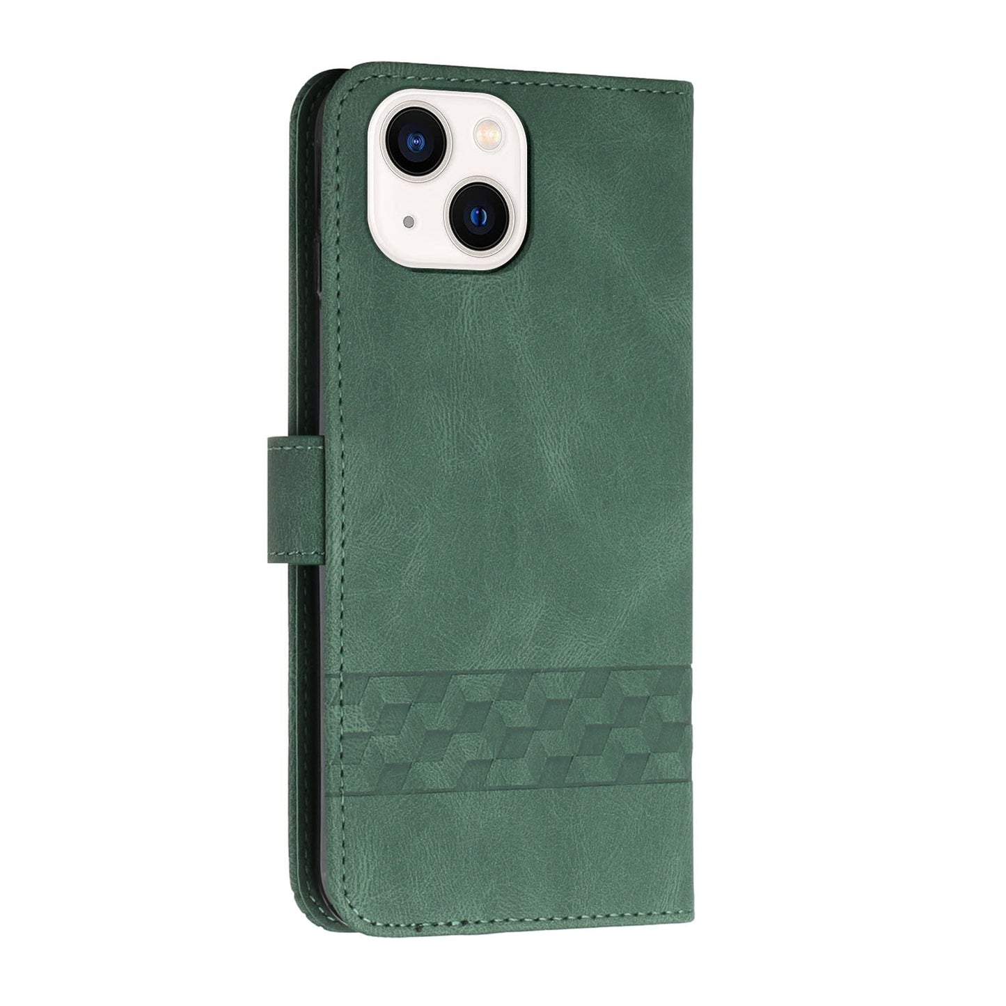 ELECTROPRIME For iPhone 15 Cubic Skin Feel Flip Leather Phone Case(Green)