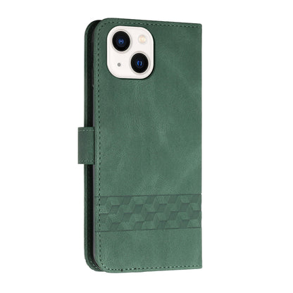 ELECTROPRIME For iPhone 15 Cubic Skin Feel Flip Leather Phone Case(Green)
