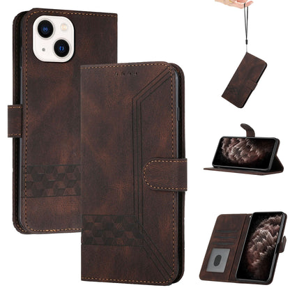 ELECTROPRIME For iPhone 15 Cubic Skin Feel Flip Leather Phone Case(Brown)