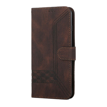 ELECTROPRIME For iPhone 15 Cubic Skin Feel Flip Leather Phone Case(Brown)