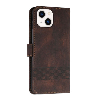 ELECTROPRIME For iPhone 15 Cubic Skin Feel Flip Leather Phone Case(Brown)