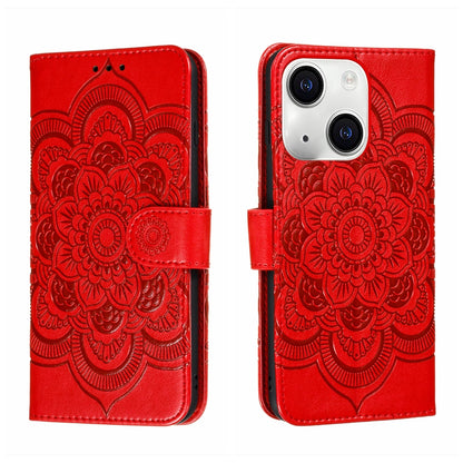 ELECTROPRIME For iPhone 15 Sun Mandala Embossing Leather Phone Case(Red)