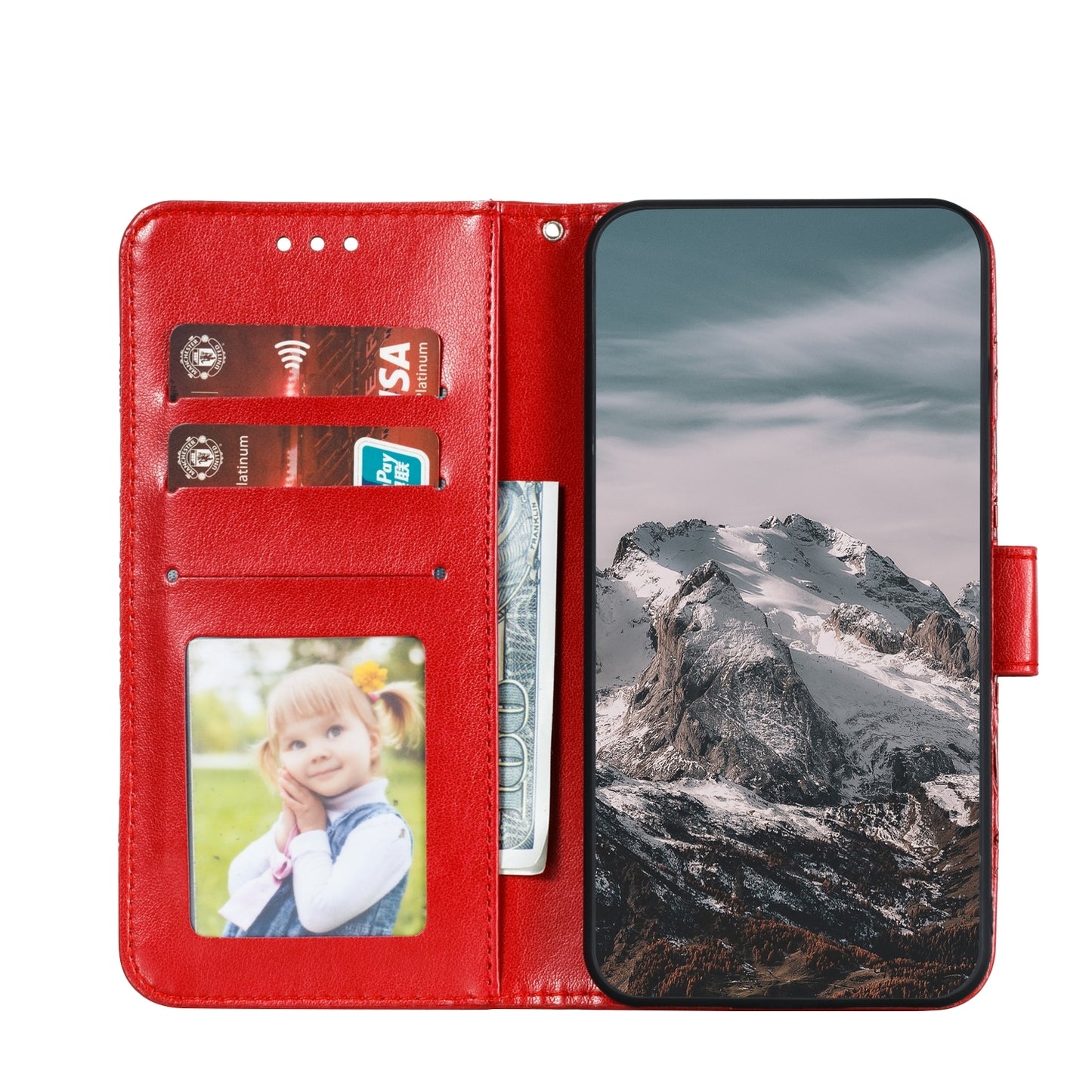 ELECTROPRIME For iPhone 15 Sun Mandala Embossing Leather Phone Case(Red)