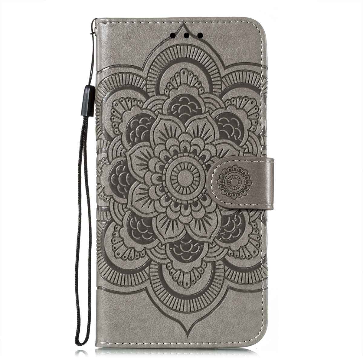 ELECTROPRIME For iPhone 15 Sun Mandala Embossing Leather Phone Case(Grey)