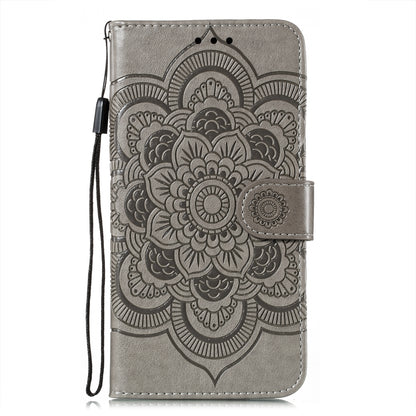 ELECTROPRIME For iPhone 15 Sun Mandala Embossing Leather Phone Case(Grey)