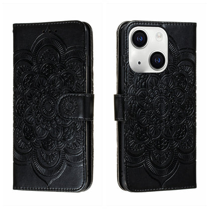 ELECTROPRIME For iPhone 15 Sun Mandala Embossing Leather Phone Case(Black)