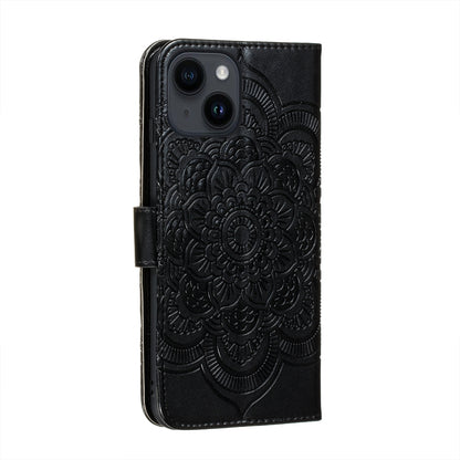 ELECTROPRIME For iPhone 15 Sun Mandala Embossing Leather Phone Case(Black)