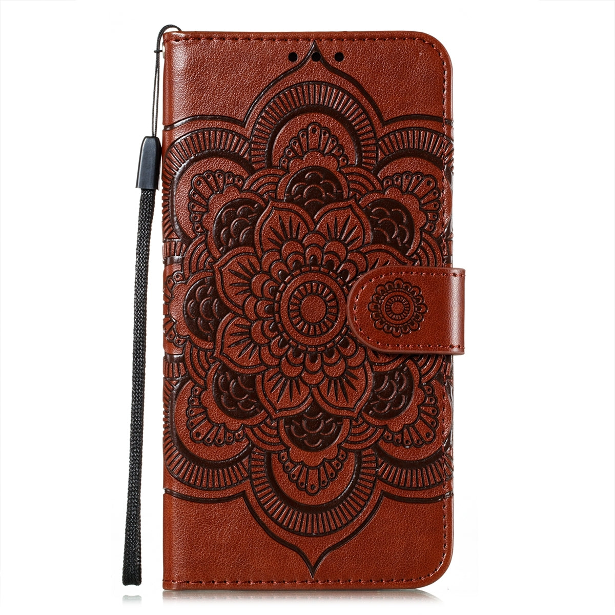 ELECTROPRIME For iPhone 15 Sun Mandala Embossing Leather Phone Case(Brown)