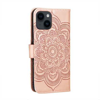 ELECTROPRIME For iPhone 15 Sun Mandala Embossing Leather Phone Case(Rose Gold)