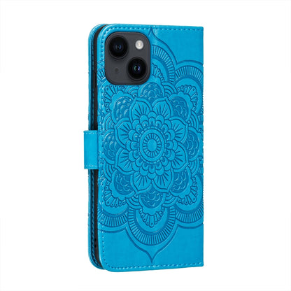 ELECTROPRIME For iPhone 15 Sun Mandala Embossing Leather Phone Case(Blue)