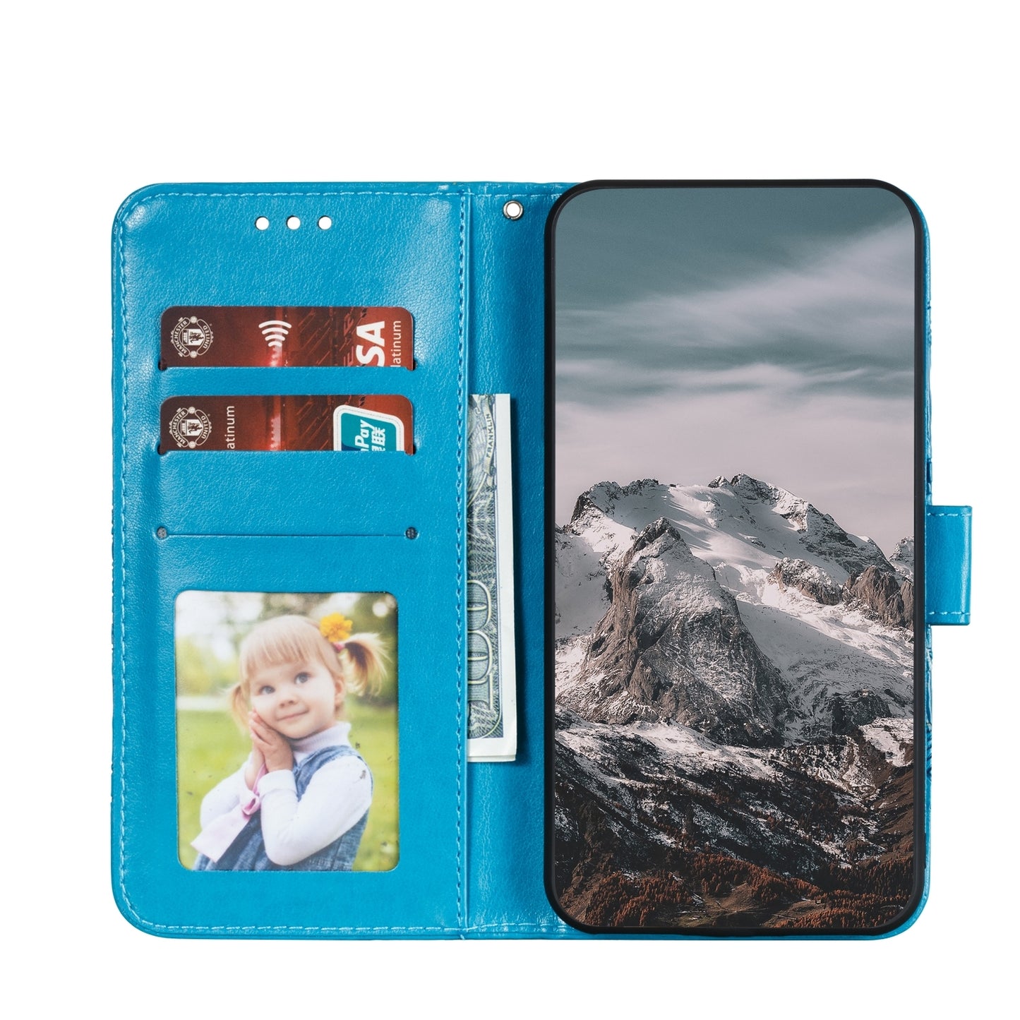ELECTROPRIME For iPhone 15 Sun Mandala Embossing Leather Phone Case(Blue)