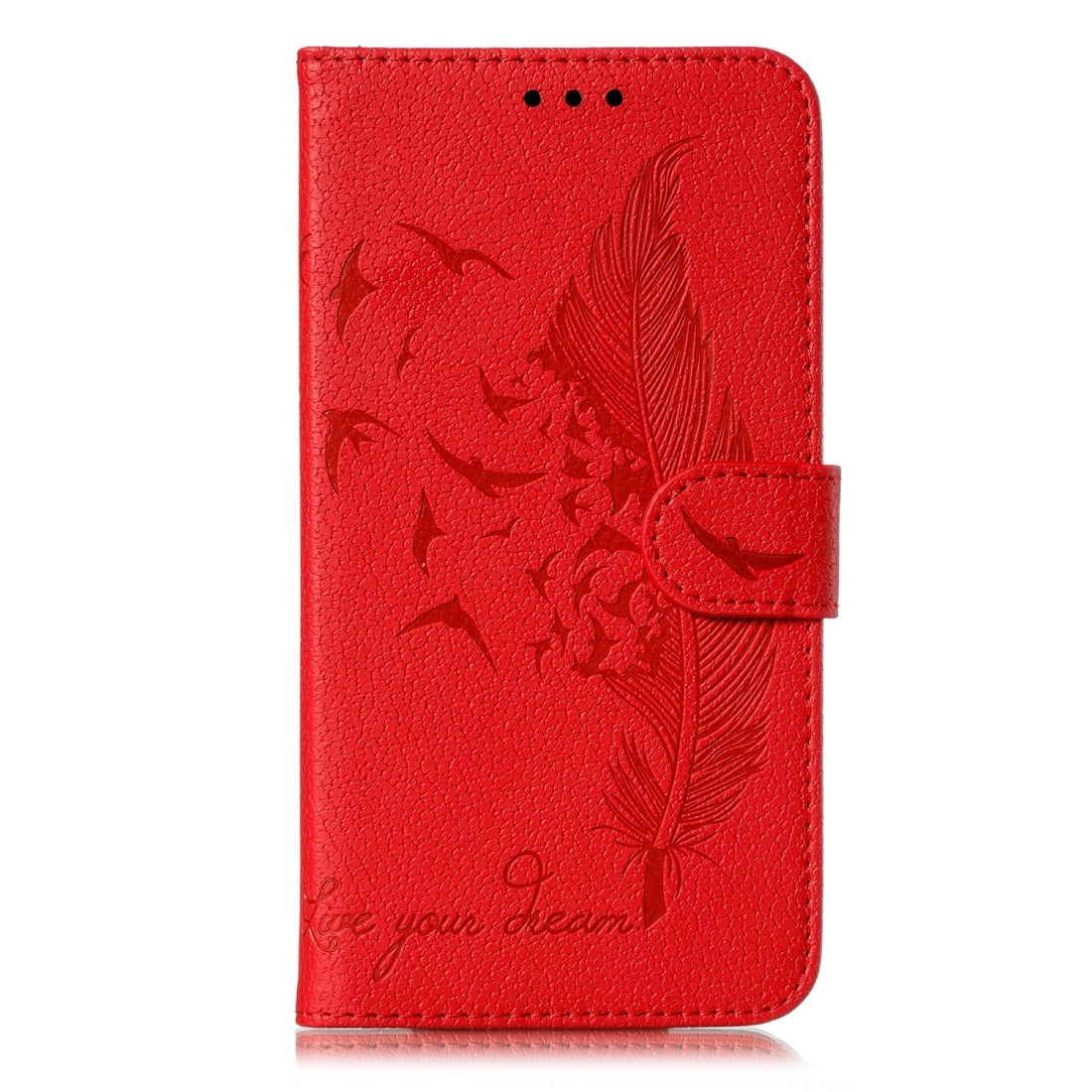 ELECTROPRIME For iPhone 15 Feather Pattern Litchi Texture Leather Phone Case(Red)