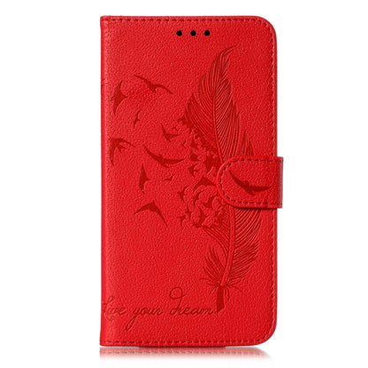 ELECTROPRIME For iPhone 15 Feather Pattern Litchi Texture Leather Phone Case(Red)
