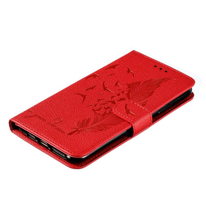 ELECTROPRIME For iPhone 15 Feather Pattern Litchi Texture Leather Phone Case(Red)