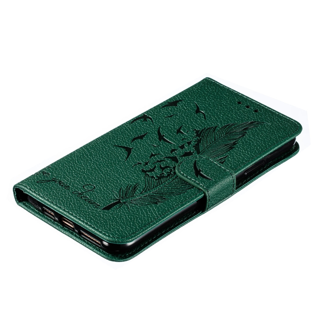 ELECTROPRIME For iPhone 15 Feather Pattern Litchi Texture Leather Phone Case(Green)