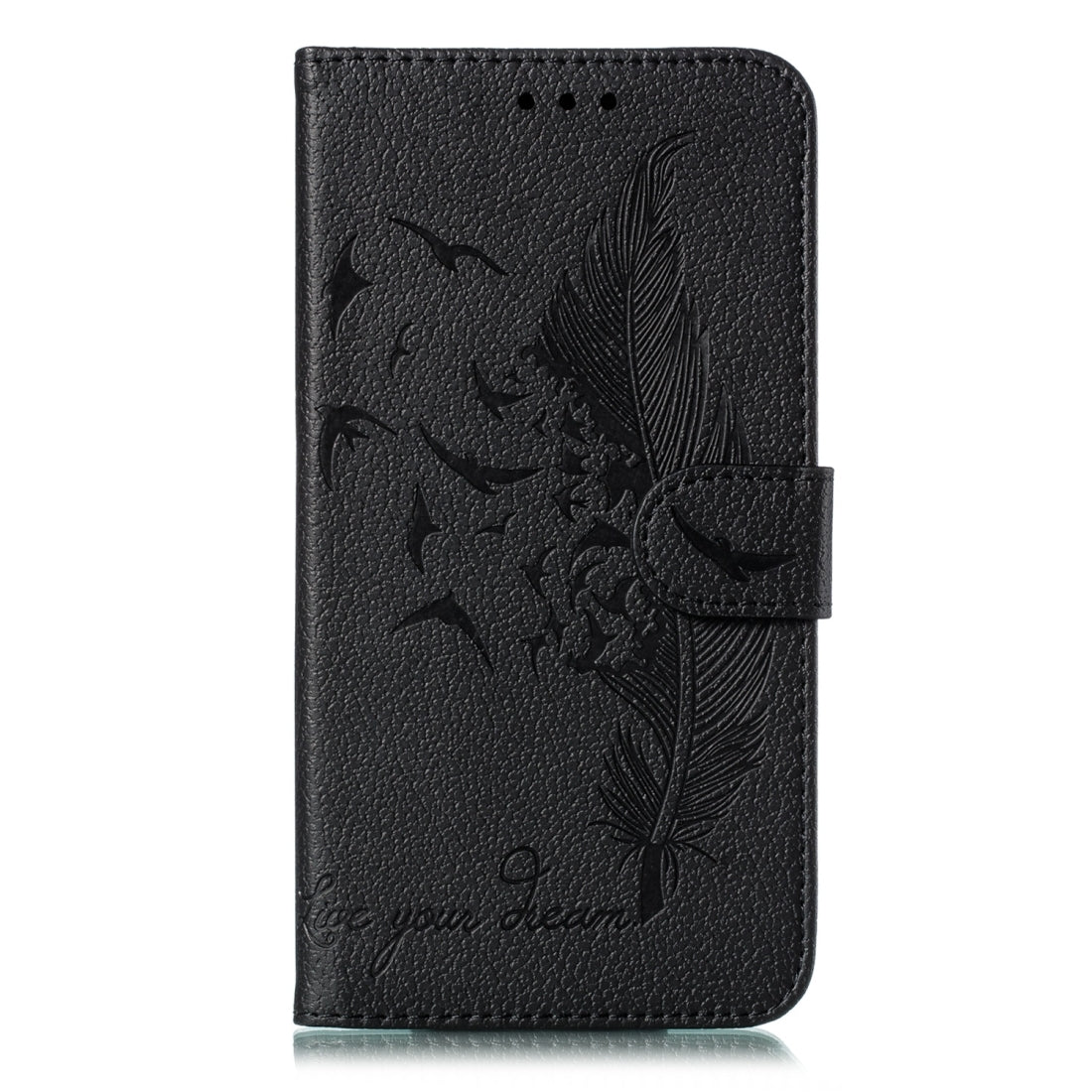 ELECTROPRIME For iPhone 15 Feather Pattern Litchi Texture Leather Phone Case(Black)