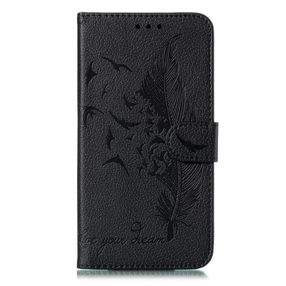 ELECTROPRIME For iPhone 15 Feather Pattern Litchi Texture Leather Phone Case(Black)