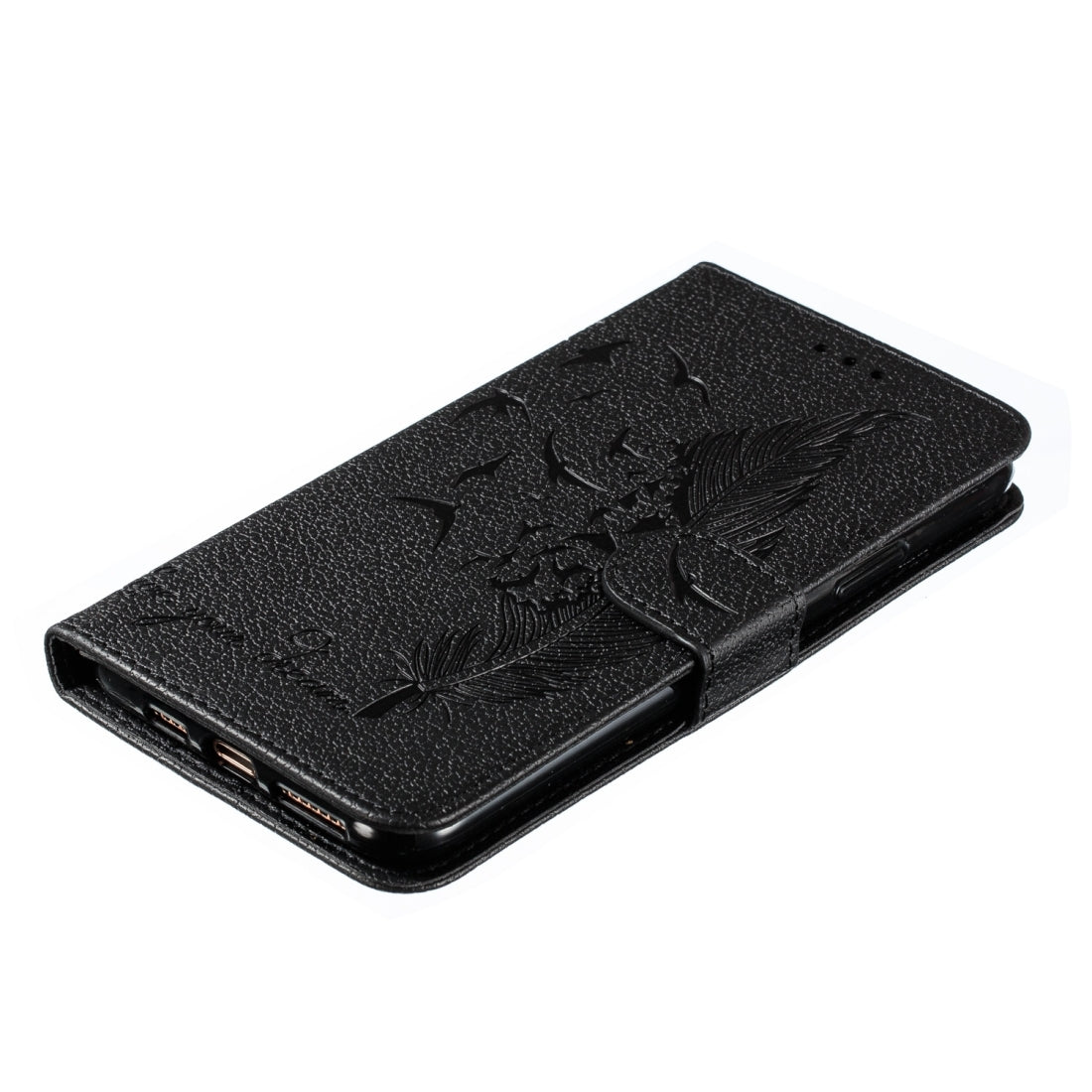 ELECTROPRIME For iPhone 15 Feather Pattern Litchi Texture Leather Phone Case(Black)