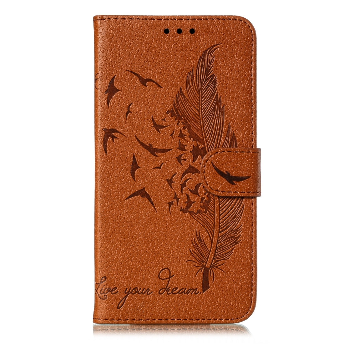 ELECTROPRIME For iPhone 15 Feather Pattern Litchi Texture Leather Phone Case(Brown)