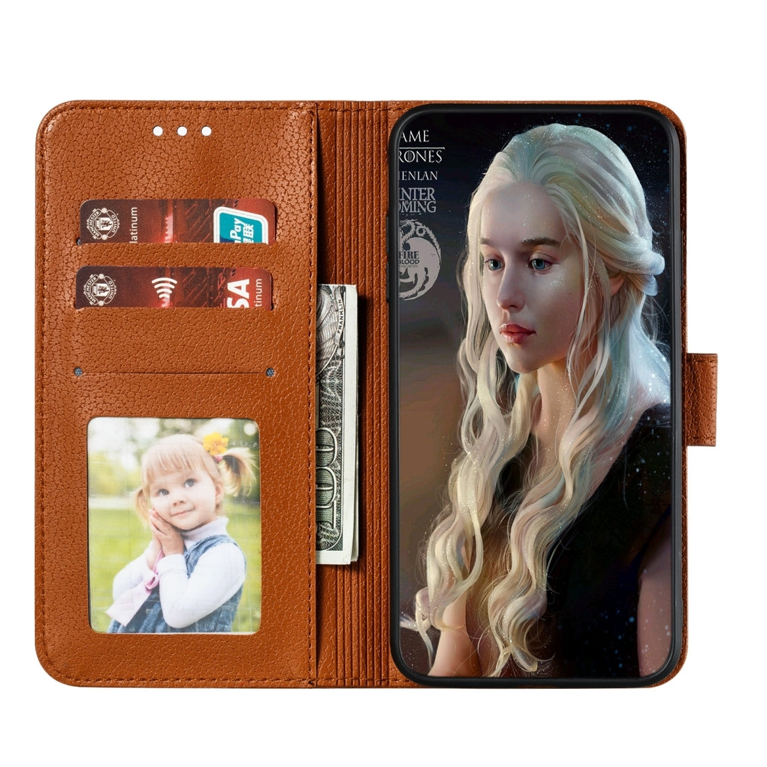 ELECTROPRIME For iPhone 15 Feather Pattern Litchi Texture Leather Phone Case(Brown)