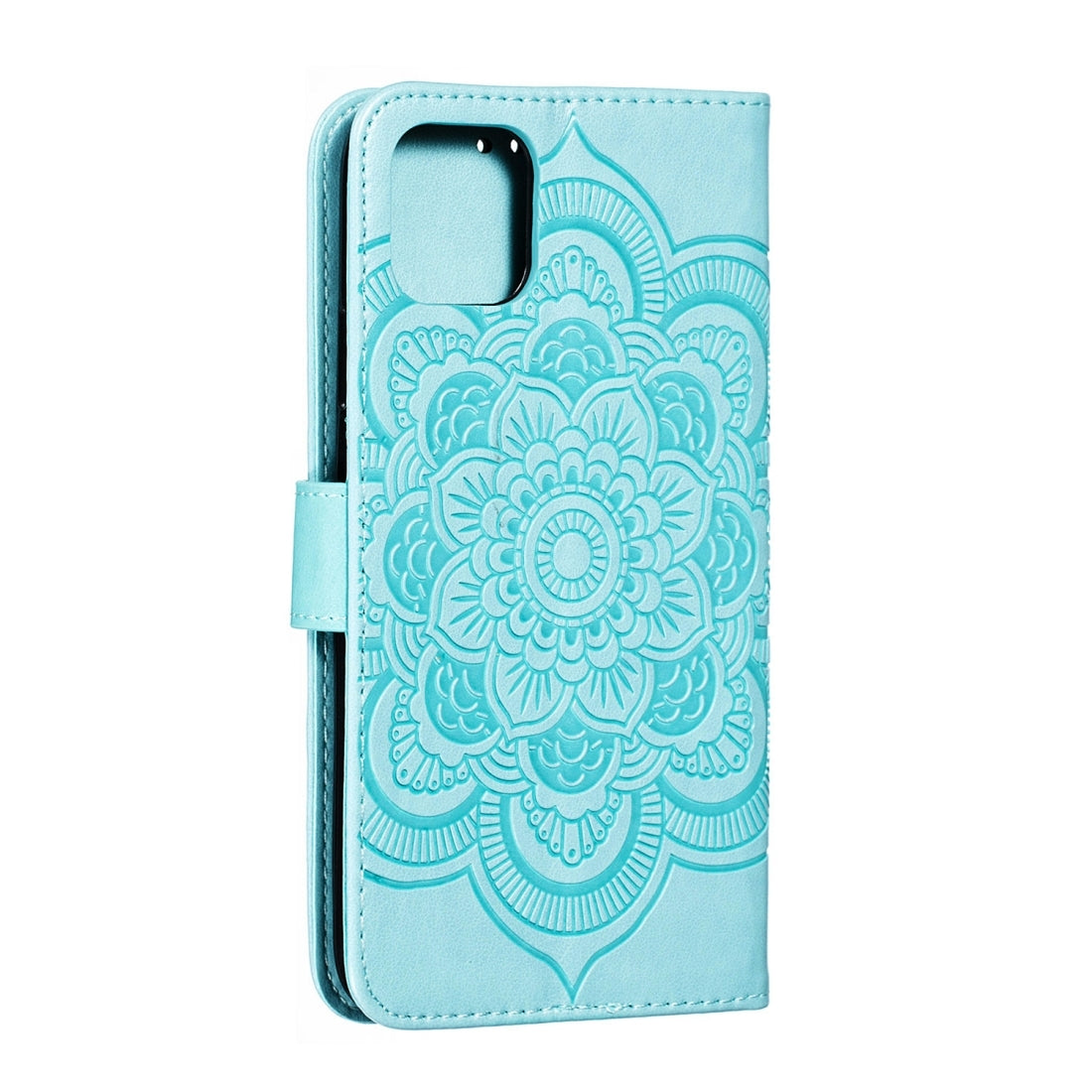 ELECTROPRIME For iPhone 15 Mandala Embossing Pattern Horizontal Flip Leather Phone Case(Green)