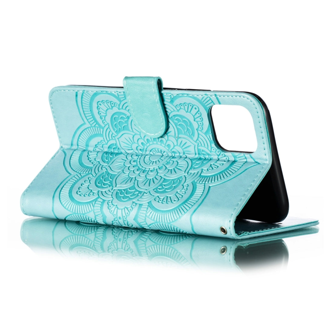 ELECTROPRIME For iPhone 15 Mandala Embossing Pattern Horizontal Flip Leather Phone Case(Green)