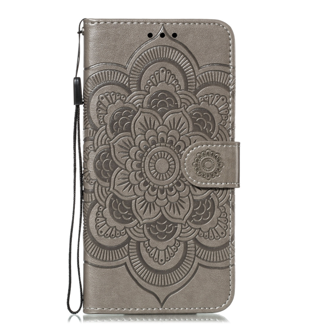 ELECTROPRIME For iPhone 15 Mandala Embossing Pattern Horizontal Flip Leather Phone Case(Gray)