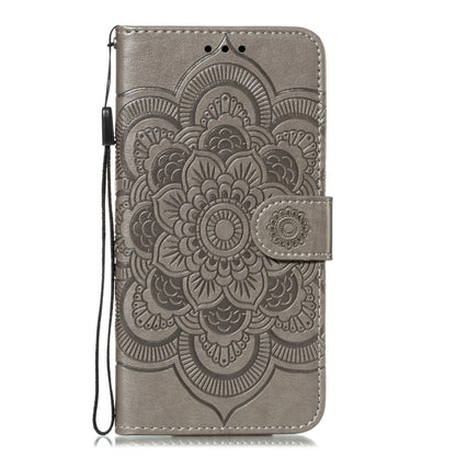 ELECTROPRIME For iPhone 15 Mandala Embossing Pattern Horizontal Flip Leather Phone Case(Gray)