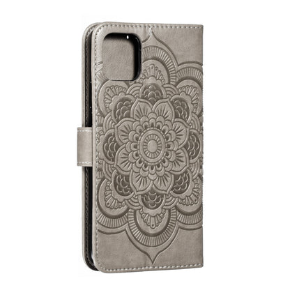 ELECTROPRIME For iPhone 15 Mandala Embossing Pattern Horizontal Flip Leather Phone Case(Gray)