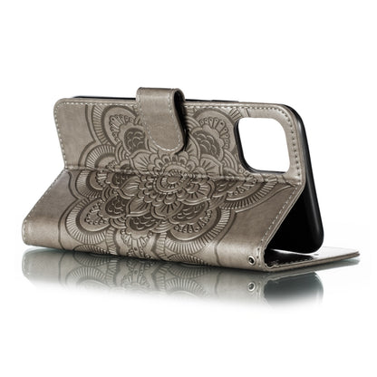 ELECTROPRIME For iPhone 15 Mandala Embossing Pattern Horizontal Flip Leather Phone Case(Gray)