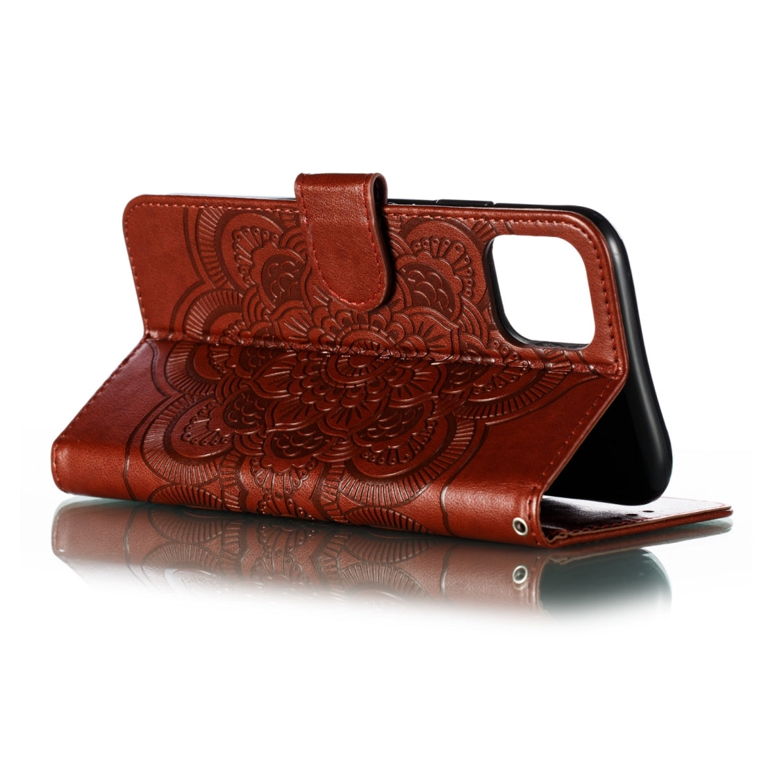 ELECTROPRIME For iPhone 15 Mandala Embossing Pattern Horizontal Flip Leather Phone Case(Brown)