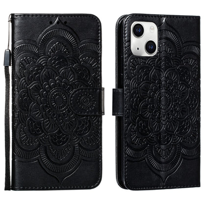 ELECTROPRIME For iPhone 15 Mandala Embossing Pattern Horizontal Flip Leather Phone Case(Black)