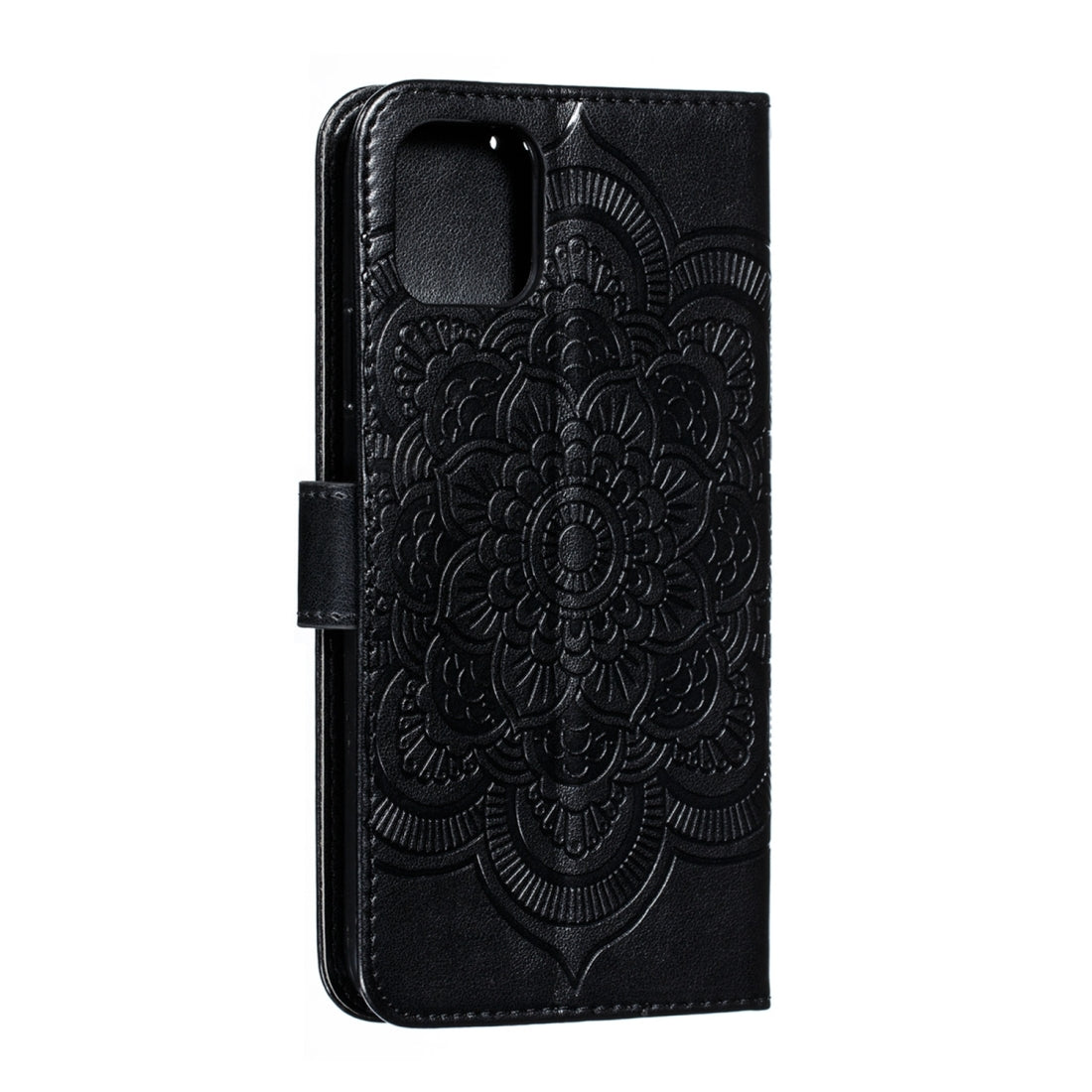 ELECTROPRIME For iPhone 15 Mandala Embossing Pattern Horizontal Flip Leather Phone Case(Black)