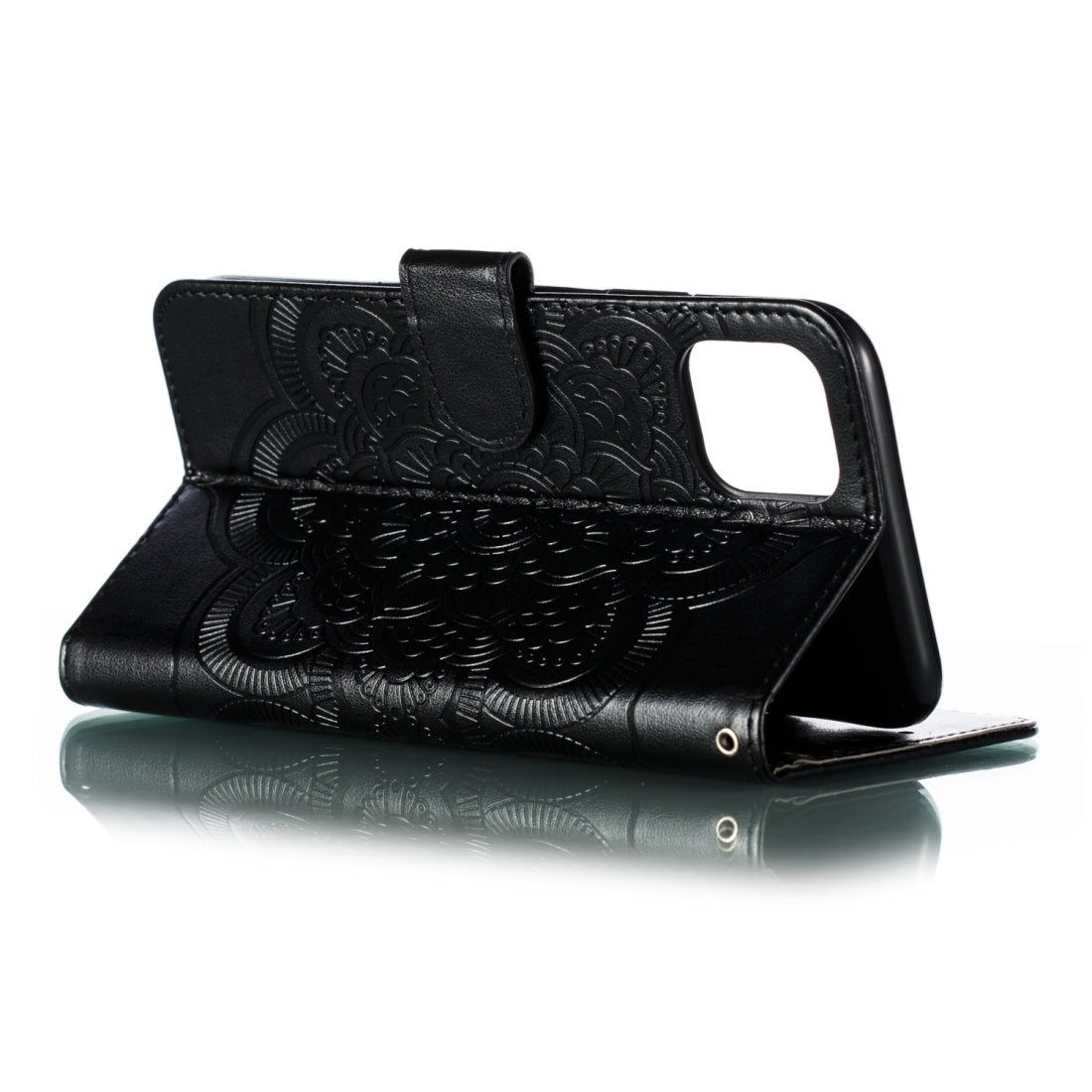 ELECTROPRIME For iPhone 15 Mandala Embossing Pattern Horizontal Flip Leather Phone Case(Black)